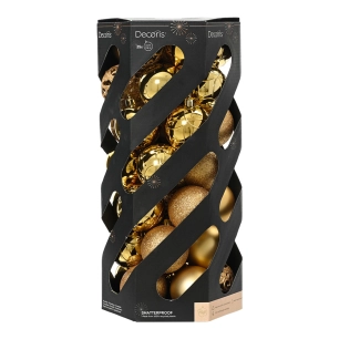 boules de noël dorées, boîte de 35 unités