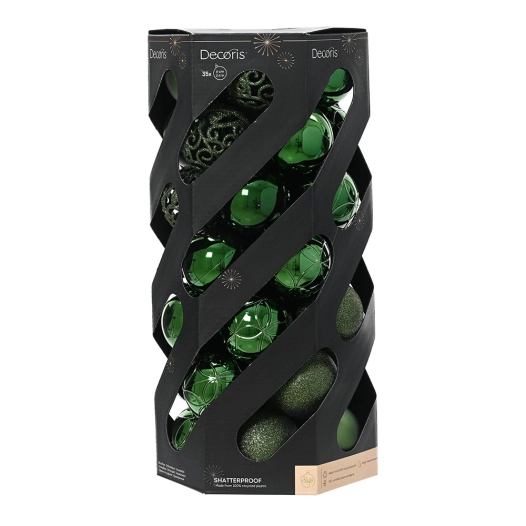 boules de noël vertes ø6 cm, boîte de 35 unités