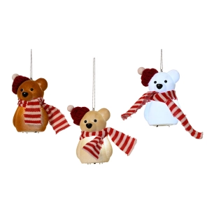 décoration de sapin de noël en forme d'ours à led, couleurs assorties