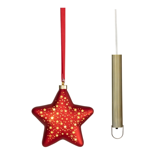 lampe led micro étoile à lumière chaude, usage intérieur, fonctionne sur piles, 20 cm, rouge avec fil argenté