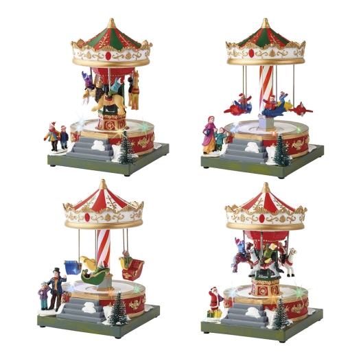 carrousel décoratif avec led multicolores et mouvement, différents modèles