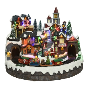 village de noël avec des led multicolores, des mouvements et de la musique