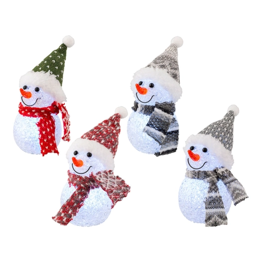 bonhomme de neige avec micro-led, pour une utilisation en intérieur, différents modèles, ø6 x 16 cm