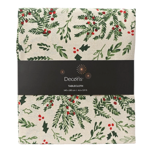 nappe de noël en coton à motif de gui, 140 x 180 cm