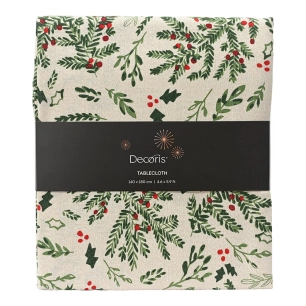 nappe de noël en coton à motif de gui, 140 x 180 cm
