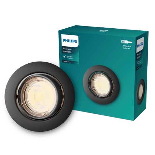 spot encastrable rond en métal, modèle peridot, basculant, gu10, noir, ø9 cm