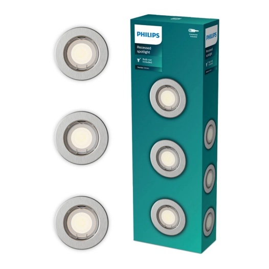 spot encastrable rond en métal, modèle peridot, fixe, gu10, nickel, ø8,3 cm, 3 unités