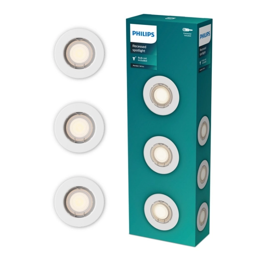 spot encastrable rond en métal, modèle peridot, fixe, gu10, blanc, ø8,3 cm, 3 unités