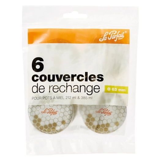 sachet de 6 couvercles le parfait miel 63 mm - berlin packaging france