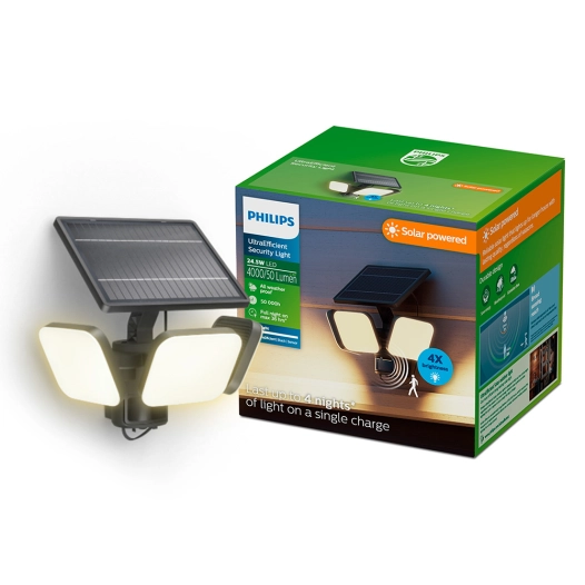 lampe de sécurité solaire zyren, noire, 24,5 w, 4000/50 lm, 3000 k