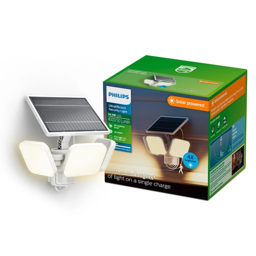 lampe de sécurité solaire zyren, blanche, 24,5 w, 4000/50 lm, 3000 k