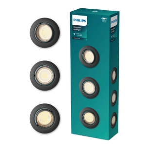 spot encastrable rond en métal, modèle peridot, orientable, gu10, noir, ø9 cm, 3 unités