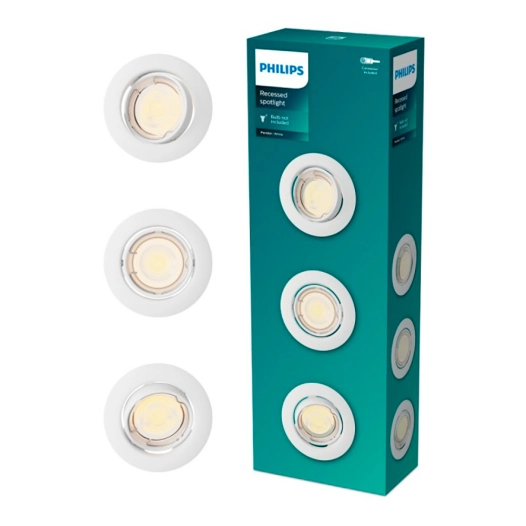 spot encastrable rond en métal, modèle peridot, orientable, gu10, blanc, ø9 cm, 3 unités