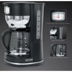 10 tasses-1000 w-cadran rã©tro- arrãªt auto-porte-filtre amovible-noir - new one - muse pem