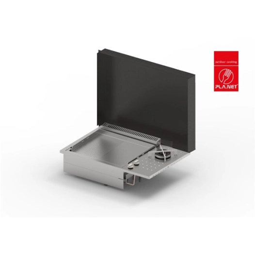 plancha oasi 55 lisse rainurã©e - feu dual + couvercle noir - planet outdoor
