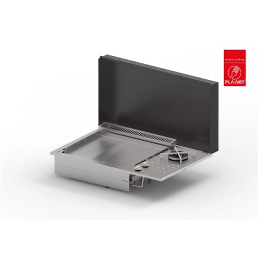 plancha oasi 80 lisse rainurã©e - fdual + couvercle noir - planet outdoor