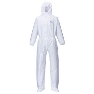biztex combinaison microporeuse avec protège chaussure type 5/6 - taille s - blanc - portwest