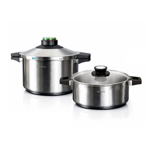 autocuiseur prêst duo 4 + 6 l, acier inoxydable 18/10, lot de 2