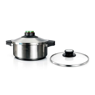 autocuiseur prêst 4 l, acier inoxydable 18/10, comprend un couvercle en verre, ø24 cm