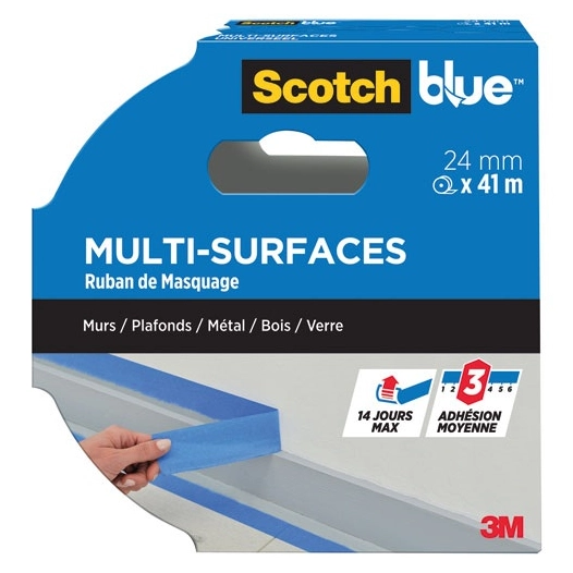 ruban de masquage premium bleu 24 mm x 41 m - gpi 3m bricolage et batiment