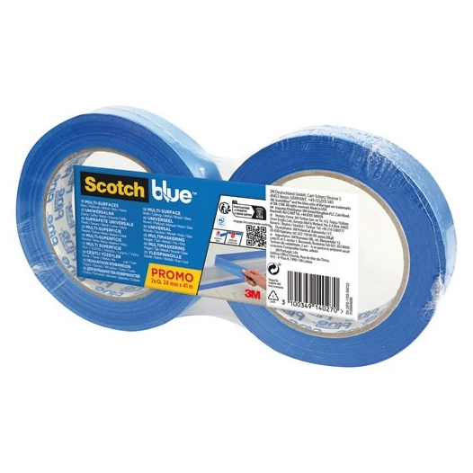 ruban de masquage premium bleu 24 mm x 41 m lot de 2 - gpi 3m bricolage et batiment