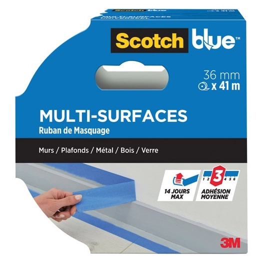 ruban de masquage premium bleu 36 mm x 41 m - gpi 3m bricolage et batiment