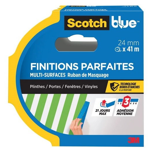 ruban de masquage premium bleu finition parfaite 24 mm x 41m - gpi 3m bricolage et batiment