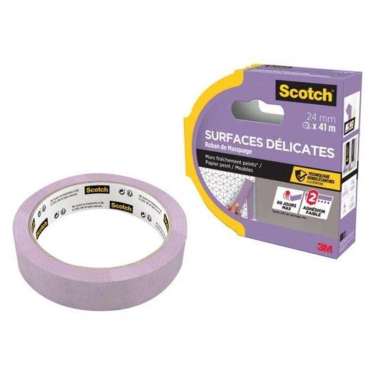 ruban de masquage surfaces delicates 24 mm x 41 m - gpi 3m bricolage et batiment