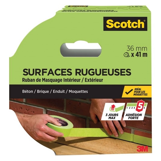 ruban de masquage surfaces rugeuses 36 mm x 41 m - gpi 3m bricolage et batiment