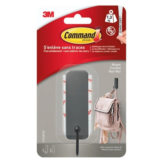 crochet adhã©sif mã©tal noir moyen - gpi 3m bricolage et batiment