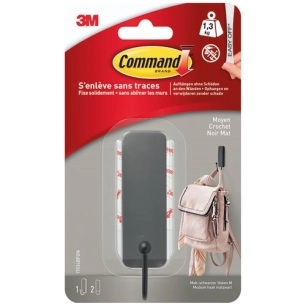 crochet adhã©sif mã©tal noir moyen - gpi 3m bricolage et batiment