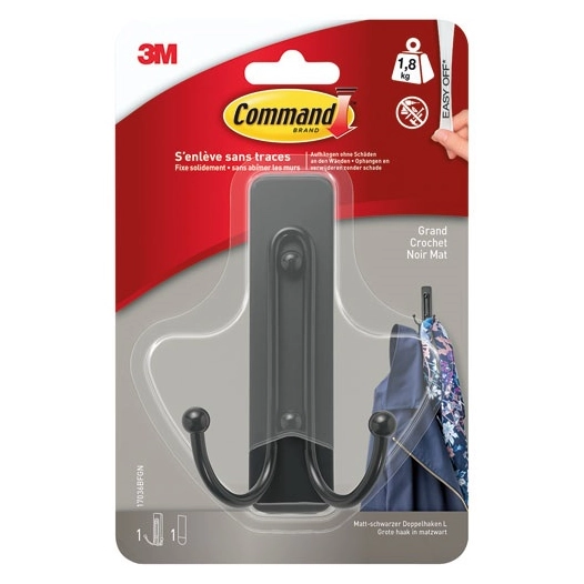 crochet adhã©sif double metal noir - gpi 3m bricolage et batiment