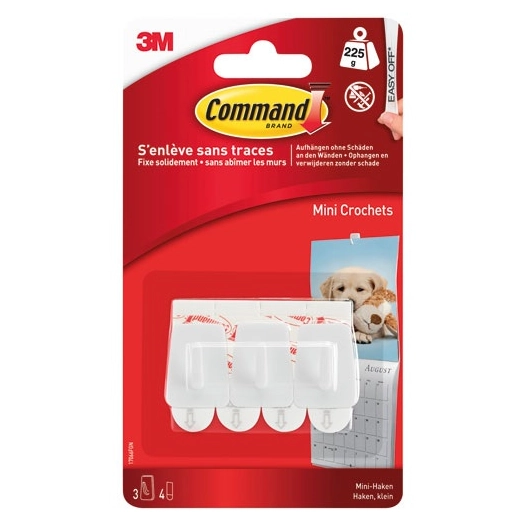 crochet adhã©sif blanc petit blister de 3 - gpi 3m bricolage et batiment