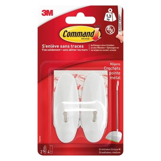 crochet adhã©sif blanc moyen blister de 2 - gpi 3m bricolage et batiment