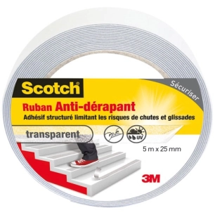 ruban adhã©sif anti derapant translucide 25 mm x 5 m - gpi 3m bricolage et batiment