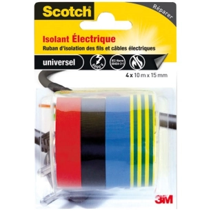 ruban adhã©sif electrique 15mmx10m 4 rouleaux couleur assorti - gpi 3m bricolage et batiment