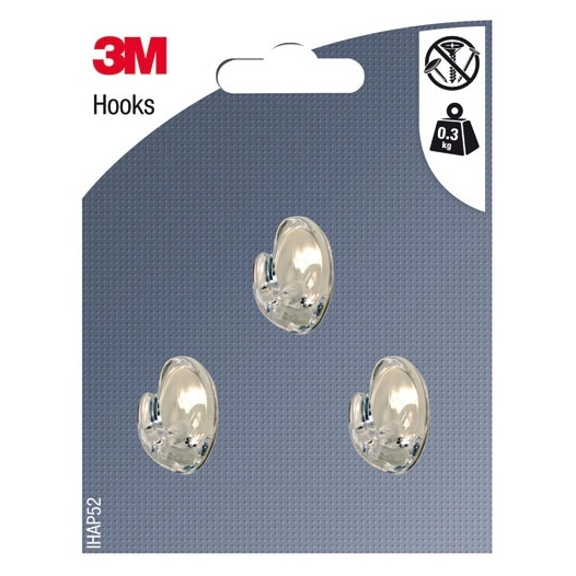 crochet adhã©sif ovale transparent blister de 3 - gpi 3m bricolage et batiment