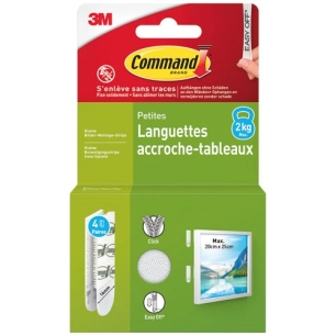 languette adhesive petite accroche tableaux blister de 4 - gpi 3m bricolage et batiment