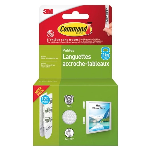 languette adhesive petite accroche tableaux blister de 12 - gpi 3m bricolage et batiment