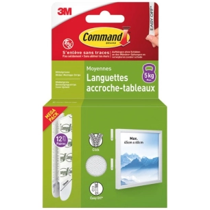 languette adhesive moyen accroche tableaux blister de 12 - gpi 3m bricolage et batiment