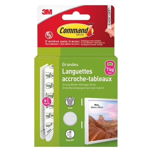 languette adhesive grande accroche tableaux blister de 4 - gpi 3m bricolage et batiment