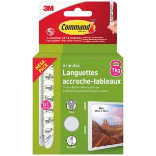 languette adhesive grande accroche tableaux blister de 12 - gpi 3m bricolage et batiment