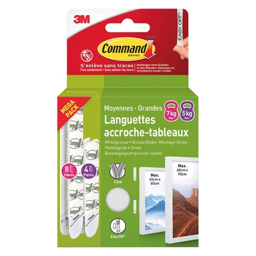 languette adhesive accroche tableau assortiment blister x 12 - gpi 3m bricolage et batiment