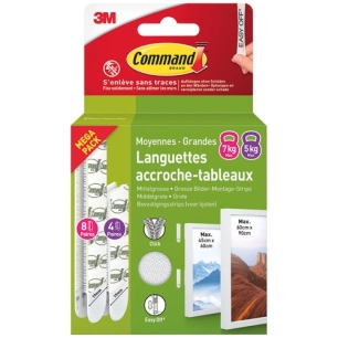 languette adhesive accroche tableau assortiment blister x 12 - gpi 3m bricolage et batiment