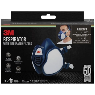 demi masque anti poussiere et gaz ffabek1p3 - gpi 3m bricolage et batiment