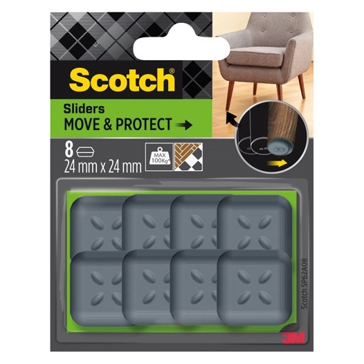 patin glisseur adhã©sif alveole carre gris ã˜24 mm lot de 8 - gpi 3m bricolage et batiment