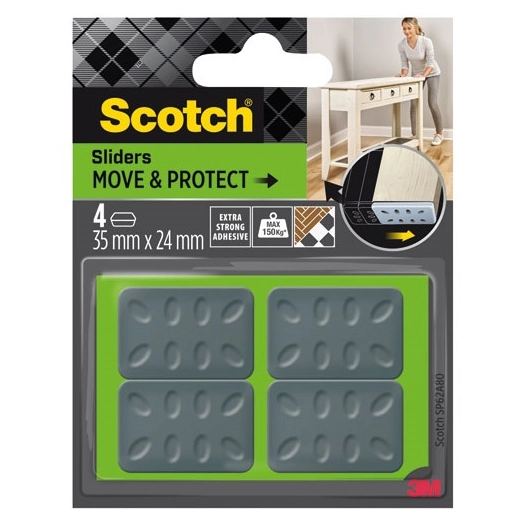 patin glisseur adhã©sif alveole carre gris 35x 24 mm lot de 4 - gpi 3m bricolage et batiment