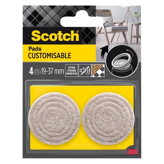 patin feutre beige a customiser ã˜ 37 mm lot de 4 - gpi 3m bricolage et batiment