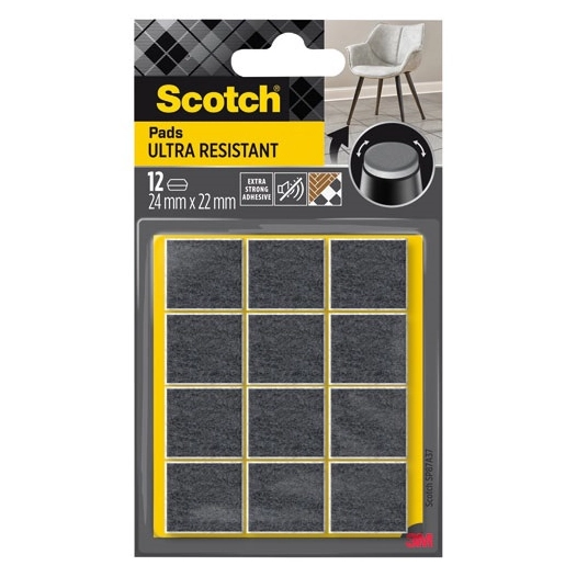 patin feutre bimatiere ultra resistant 24x22 mm lot de 12 - gpi 3m bricolage et batiment