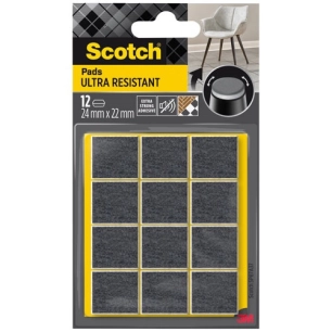 patin feutre bimatiere ultra resistant 24x22 mm lot de 12 - gpi 3m bricolage et batiment